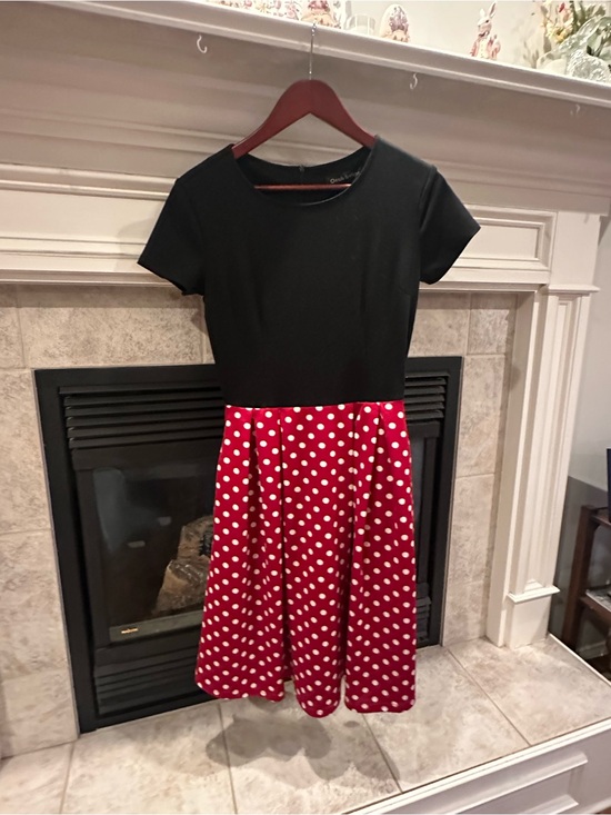 Oxiuly Fashion Dresses & Skirts - Minnie Mouse Cosplay or Disney Bounding Black Top Red Polka Dot Midi Dress